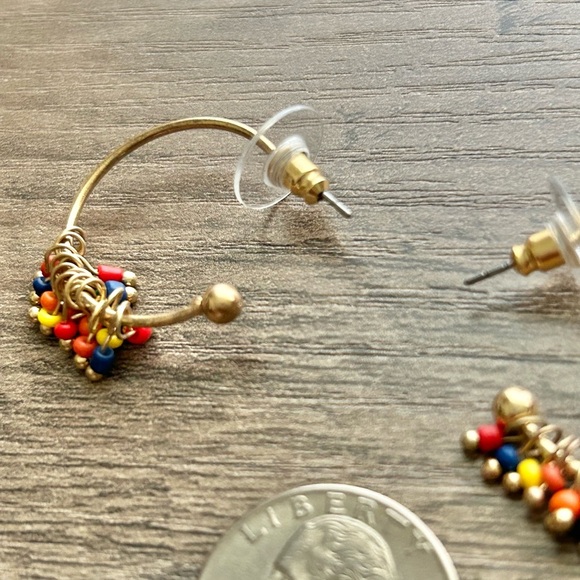 Vibrant Beaded Gold Hoop Earrings NEW - Picture 3 of 6